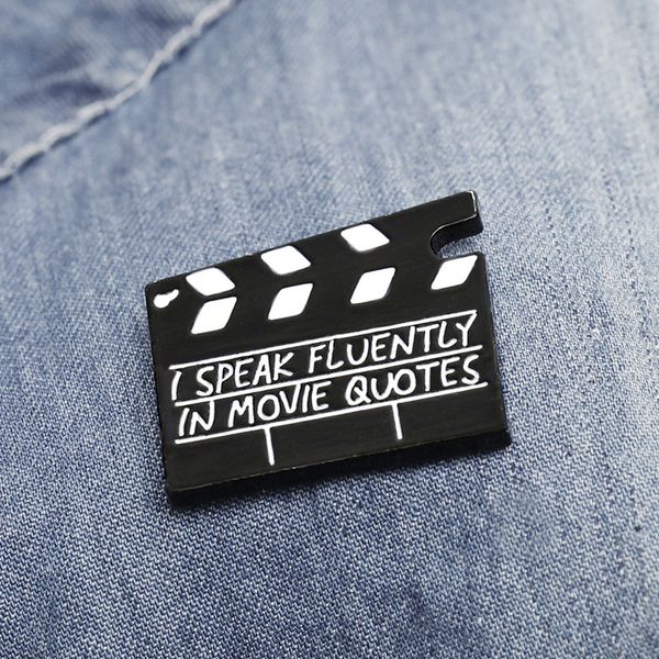 

funny movie clapper brooch pins europe america retro trend metal brooches for boys gift jewelry clothes badges denim shirt lapel pin, Gray
