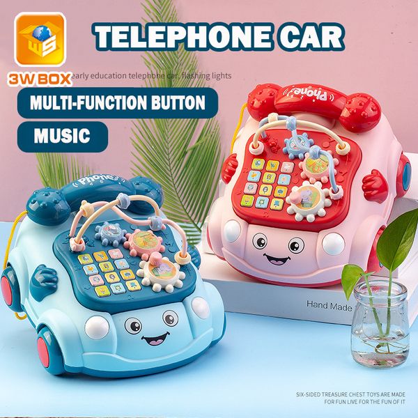 3WBOX Telefon Festnetz Auto Musik mit LED Spielzeug Puzzle Frühe Pädagogische Drag Pull Chrias Geschenke Baby Rasseln Klavier für Baby LJ201114