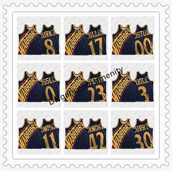 

golden state warriors curry 11 thompson 23 green navyretro big face basketball jerseys stephen klay draymond funny jersey, Black