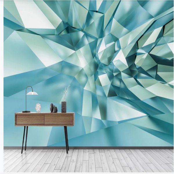solido cristallo fresco geometrico 3D Wallpapers TV parete di fondo carta da parati moderna per soggiorno