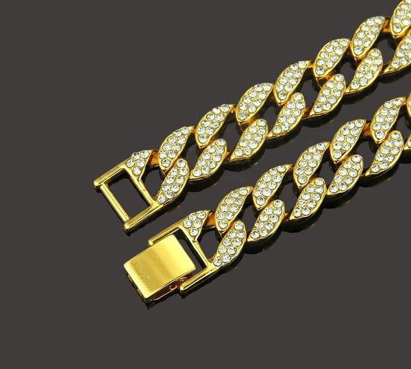 

mens hip-hop rap accessories hiphop full diamond cuban diamond set gold necklace hip-hop11, Silver