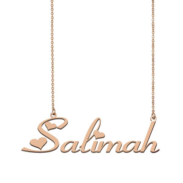 

salimah name necklace custom nameplate pendant for women girls birthday gift kids friends jewelry 18k gold plated stainless steel, Silver
