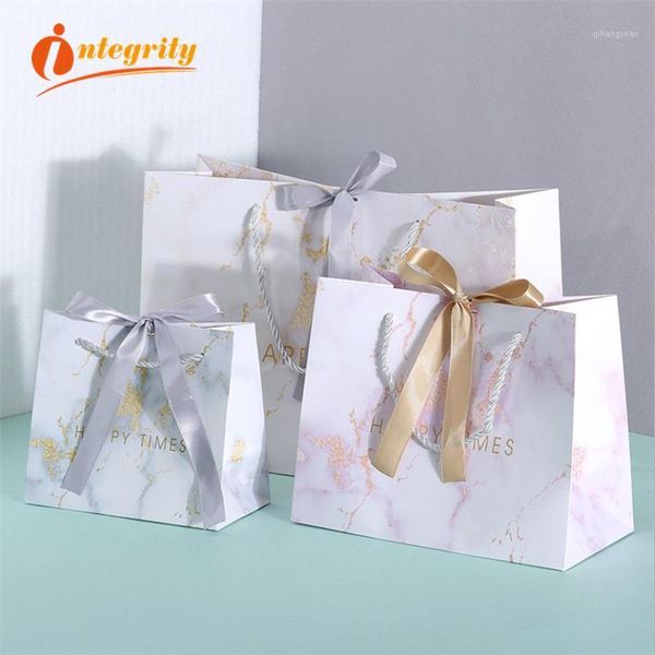 

integrity 100pcs marble paper gift bags garment holiday portable shopping bag business packaging wedding party decoration1