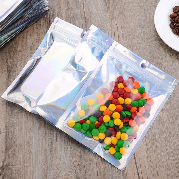 

100 шт. установите красочные алюминиевые фольги сумка радуги лазерная уплотнительная сумка для кухни пищевые кофейные зерна хранят свежий уп