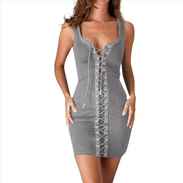 

38 women lace up corset bandage mini dresses summer v neck ladies strappy club party bandage midi bodycon sheath dress vestidos, Black;gray