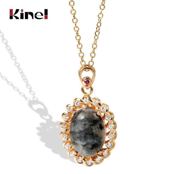 

kinel boho natural stone necklaces choker for women 585 rose gold necklace beach party bride pendant wedding jewelry, Silver