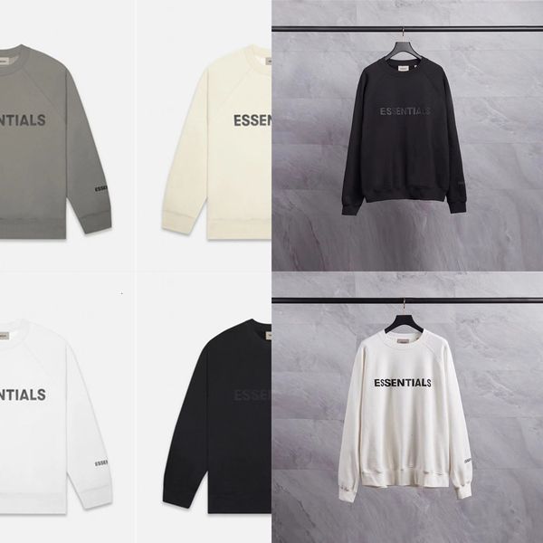 

streetwear heavy high-quality fabric 1:1 crewneck fashion men fog women essentials sweatshirts hoodies, Black