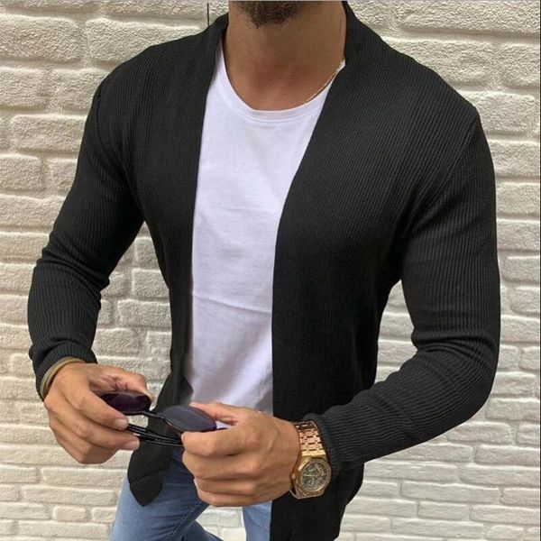 

men's jackets men autumn thin warm cardigan jacket coat solid long sleeve stretchy slim fit casual outfit, Black;brown