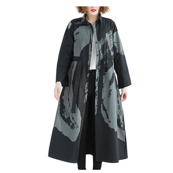 

2020 women jacket womens winter jacket women ethnic style vintage printed windbreaker blouse coat outwear #40%, Black;brown