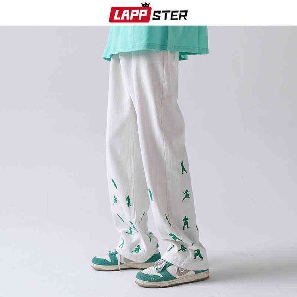 

lappster men funny baggy jeans 2022 high waisted streetwear wide leg pants designer harajuku black loose denim trousers 0309, Blue