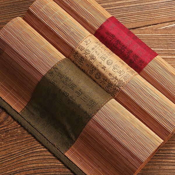 Kreative handgemachte Teematten Tischset Tischset Untersetzer Chinese National Bamboo Filament Dekor Handwerk Leinen Baumwolle Tischläufer T200703