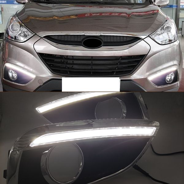 

1pair car led drl for hyundai ix35 2010 2011 2012 2013 car-styling daytime running light with fog lamp hole turn signal