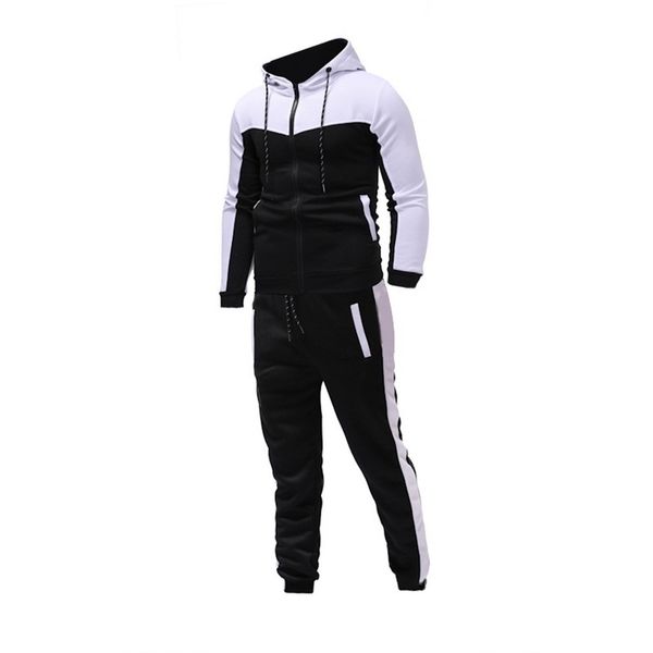 

2020 men long sleeve hoodies+pants sets male tracksuit patchwork sport suit men's gyms set casual sportswear suit 1004, Gray