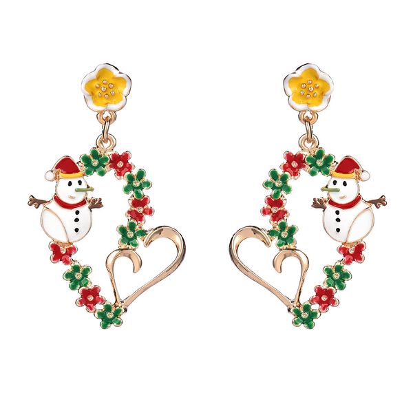 

women earrings new fashion christmas snowman statement earrings for women ladies trendy heart flower drop dangle earring jewelry hot, Silver