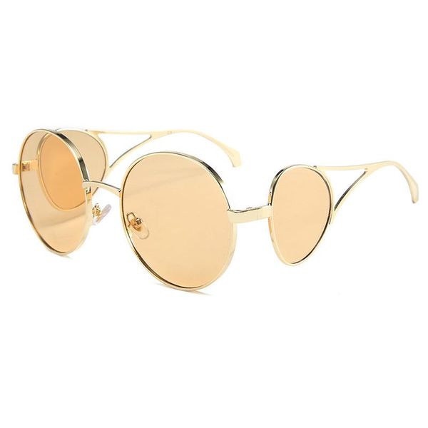 

sunglasses veshion round four lenses punk luxury men women fashion shades uv400 vintage glasses, White;black