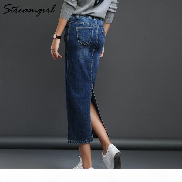 

streamgirl women denim skirt long saia jeans women's skirt denim skirts for women summer vintage black long skirts female saia y1904300