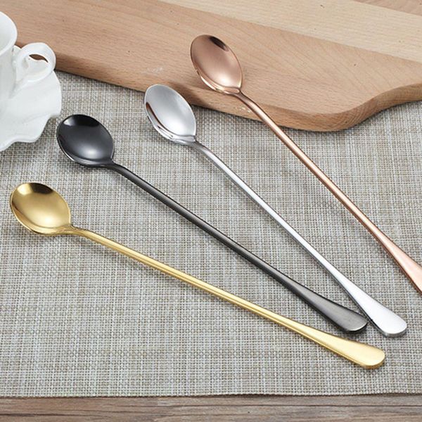 

24cm long handle spoon stainless steel tableware tea dessert coffee spoon bar drink cocktail mixing spoon kitchen supplies h bbynmf