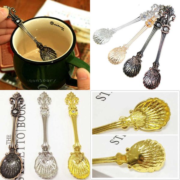 

alloy spoon multifunctional vintage retro coffee zinc unique soup tea ice cream scoop 4 colors mixing tool