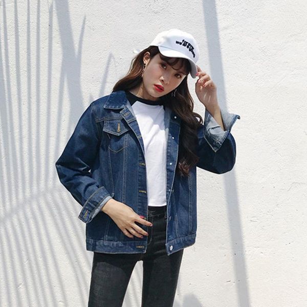 

women's jackets collar casual women denim jacket blue cotton oversized short and coats turn-down clothes 2021 streetwear1, Black;brown