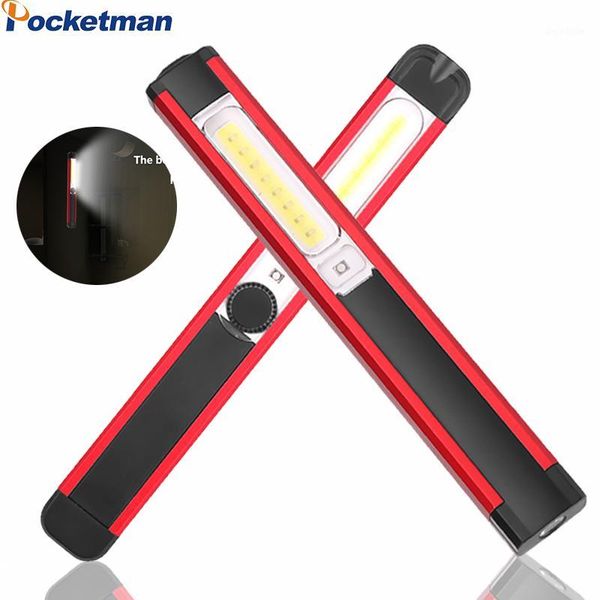

powerful cob led work light magnetic usb rechargeable torch white/ red light with built-in battery1