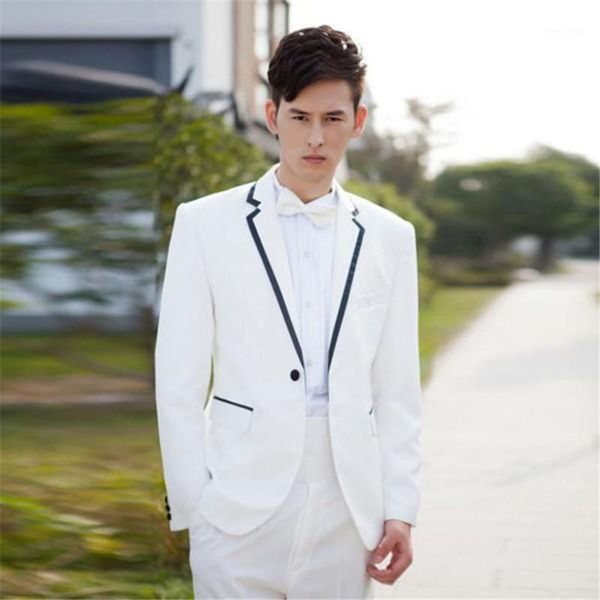 

vestido de festa custom made ivory collar terno masculino mens suit 2020 new one button men wedding suits1, White;black