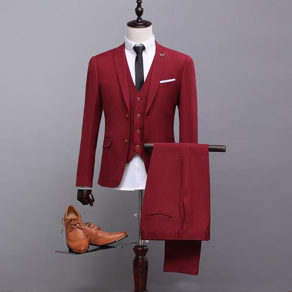 

new men suits slim fit wine red single breasted business suit wedding bridegroom dinner party suit (jacket+pants+tie+vest) a151, White;black