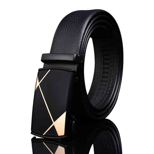 

boy belt layer cattle automatic buckle men's pure cow business leather leisure belt, Black;white