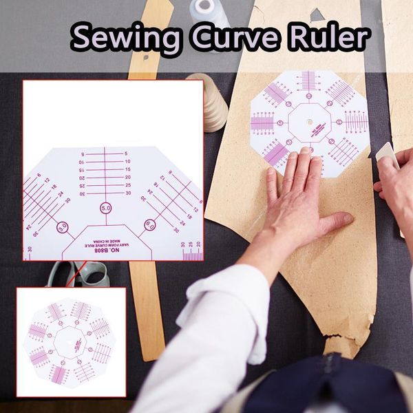 

25# multifunctional patchwork ruler clothing proofing ruler seam quilt sewing cuff grading curve cutting diy sample plate1, Black