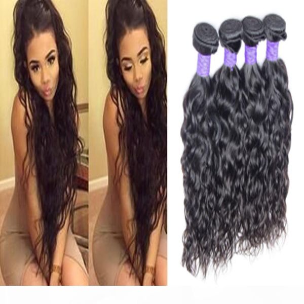 

brazilian virgin hair water wave weave bundles wet and wavy virgin brazilian natural wave hair 4pcs 100g pcs lot human hair extensions, Black