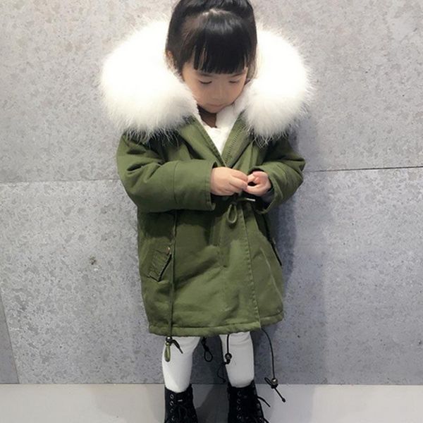 

brand boys girls winter warm jackets kids spring autumn clothes kids hooded thick jacket children natural fur clothing outerwear, Blue;gray