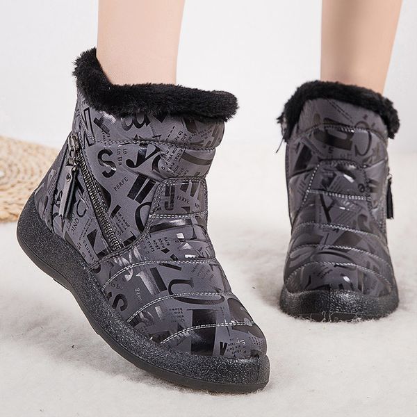 

women boots women winter boots 2020 keep warm waterproof snow botas mujer plush winter footwear flats ankle boots shoes woman 43 1026, Black