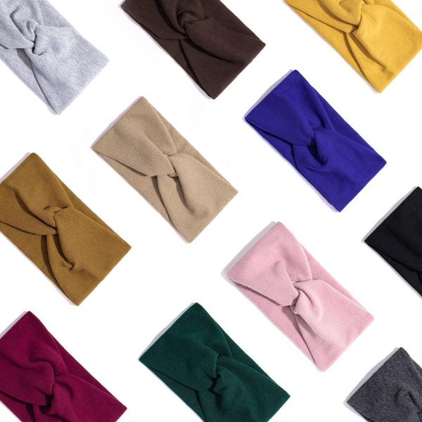 

2020 women headband cross knot elastic hair bands soft solid color girls hairband hair accessories twisted knotted headwrap