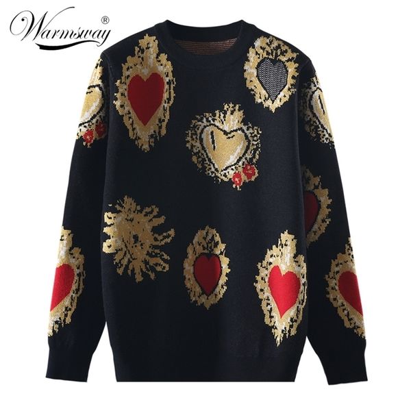 

vintag christmas knitted sweater autumn winter pullover gem heart lurex jacquard knitwear korean loose jumper c-428 201130, White;black