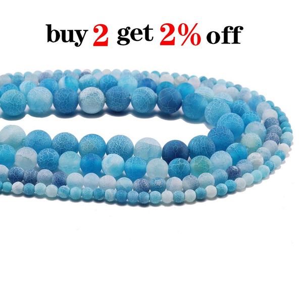 

weathering natural stone bead frost crab blue agates round spacer bead for jewelry making diy necklaces bracelets bulk wholesale h bbyioj