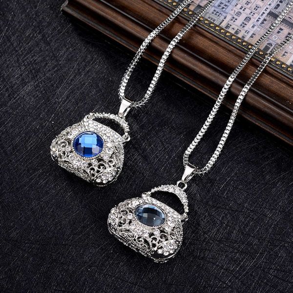 

lady youzun long boutique crystal purse necklace simple sweater chain, Silver