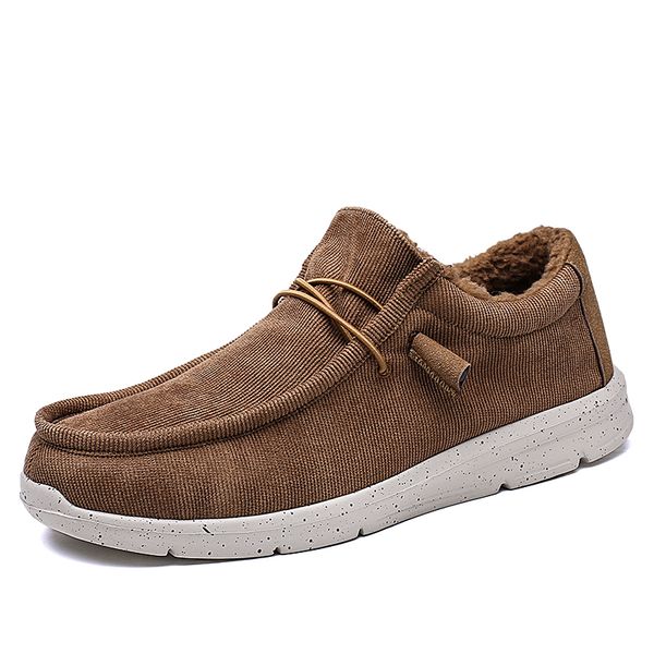

designer shoes 2022 new winter men shoes fashion canvas thick plush warm casual driving shoes outdoor non slip flat moccasins lo, Black