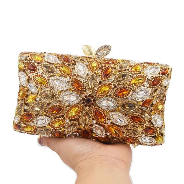 

brown cylinder rhinestone crystal evening bag metal heavy clutch bag prom evening bags purse for female deluxe wedding sc900