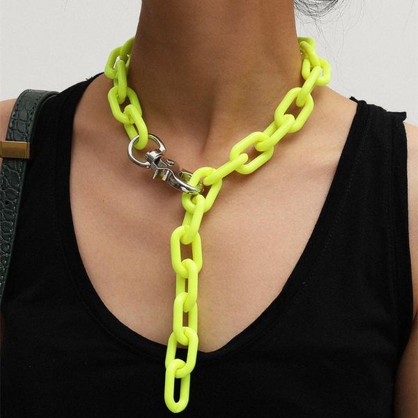

diezi hip hop vintage sweater key chain necklaces candy color acrylic tassel choker necklaces women statement jewelry, Silver