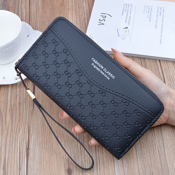 

2020 new women wallets long zip fashion embossed large capacity mom mobile phone handbag letter 6 color wallet