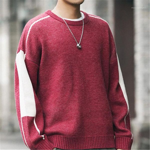 

men's sweaters japanese style for men autumn winter o-neck solid color knitted pullovers male fashion long sleeved sweater clothes1, White;black