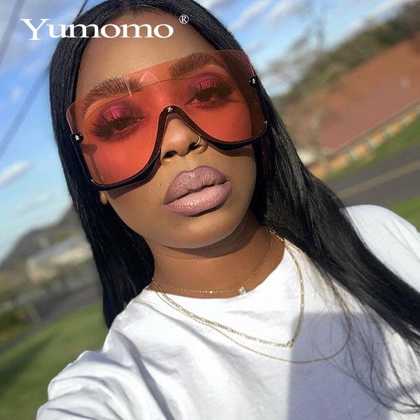

sunglasses fashion oversized gradient women conjoined lens big frame sun glasses female mirror uv400 half eyewear shades, White;black