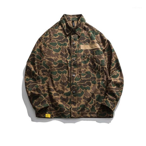 

ewq / men's and women's wear 2020 spring new camouflage jacket tide all-match oversize long sleeve loose coat with pockets y13521, Black;brown