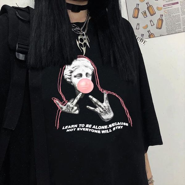 

harajuku art david michelangelo alphabet hip hop personality female t shirt streetwear casual loose vintage chic summer, White