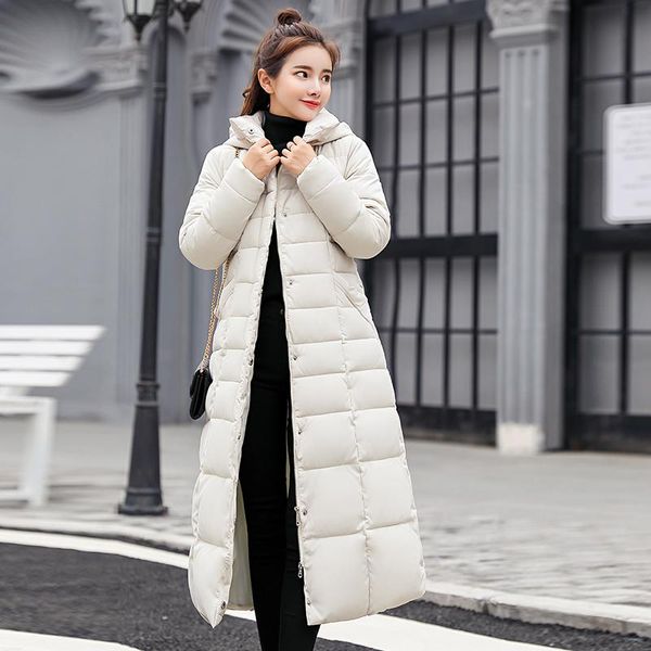 

thick winter jacket women hooded fur collar down cotton coat long jacket female parkas mujer maxi coats 2021 new, Black