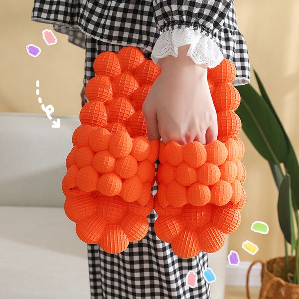 

2022 new fashion summer bubble massage litchi sandals open toe couple soft casual slippers zapatillas mujer, Black