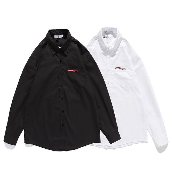 

casual mens shirts for spring autumn fashion mens shirts with letter quality long sleeves men t shirts 2 colors, White;black