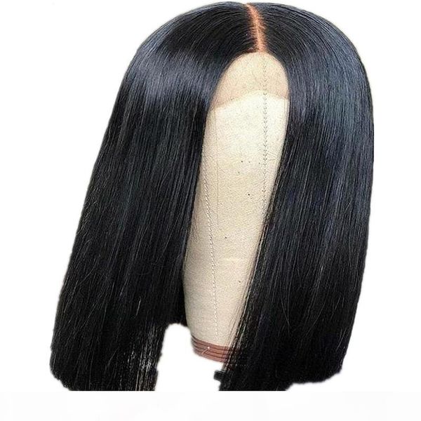 

human hair lace front wigs for women bob lace wigs bleached knots natural color 10-14 inch, Black;brown