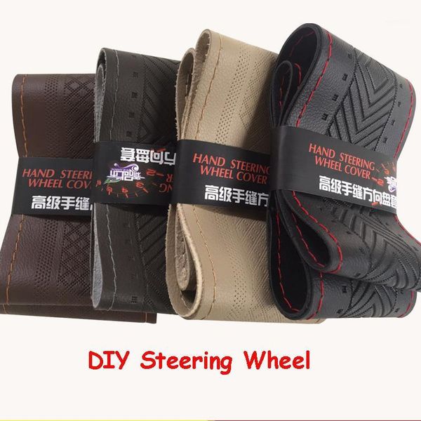 

diy steering wheel covers/extremely soft leather braid on the steering-wheel of car with needle thread interior accessories 38cm1