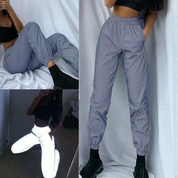 

designer women sweatpant flash reflective pants joggers hip hop danc black friday 2021 deals, White;black