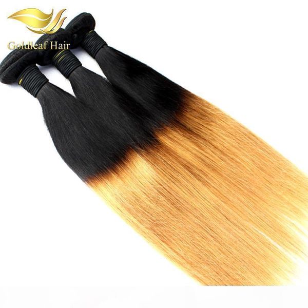 

indian brazilian malaysian peruvian virgin hair straight ombre human hair weaving two tone 1b 27 colored hair extensions, Black